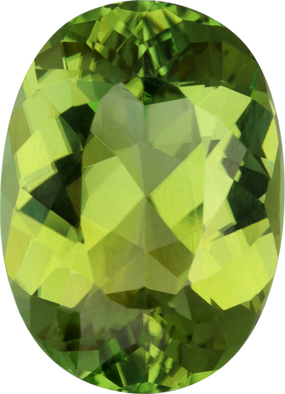 Oval cut chrome tourmaline, 14.46 by 10.46 mm, shown at actual size