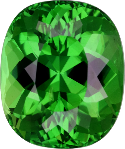 Cushion cut chrome tourmaline, 10.83 by 9.04 mm, shown at actual size