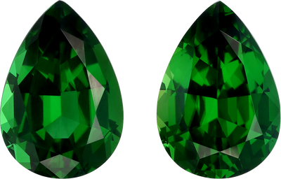 Pear cut chrome tourmaline, 14.03 by 9.66 mm, shown at actual size