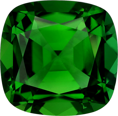 Cushion cut chrome tourmaline, 12.68 by 12.47 mm, shown at actual size