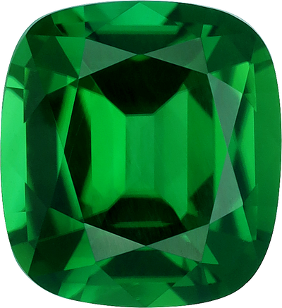 Cushion cut chrome tourmaline, 10 by 9.14 mm, shown at actual size