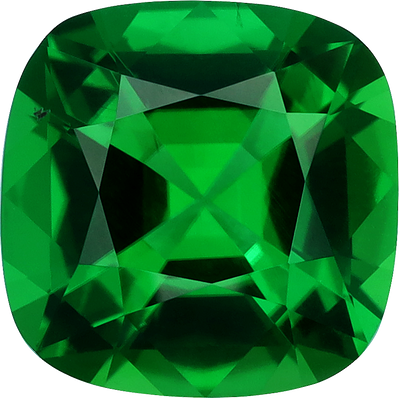 Cushion cut chrome tourmaline, 10.51 by 10.51 mm, shown at actual size