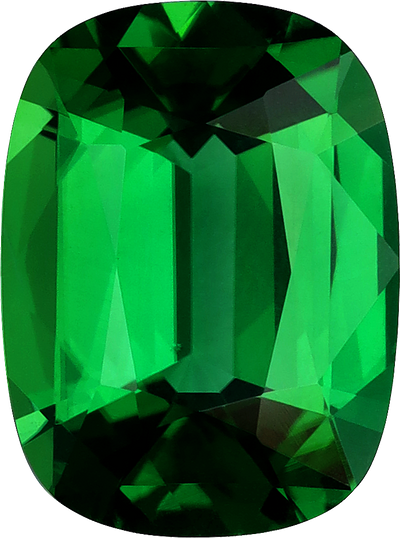 Cushion cut chrome tourmaline, 11.98 by 8.87 mm, shown at actual size