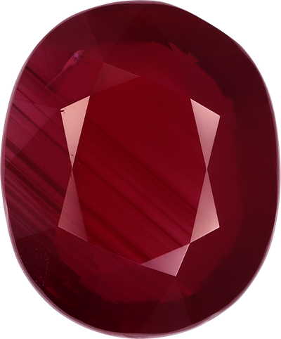 Oval cut mozambique ruby, 10.56 by 8.73 mm, shown at actual size