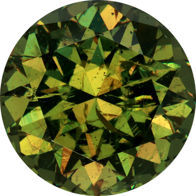 Round cut demantoid garnet, 11.38 by 11.26 mm, shown at actual size