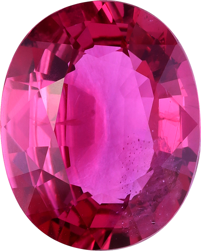 Oval cut mozambique ruby, 11.66 by 9.39 mm, shown at actual size