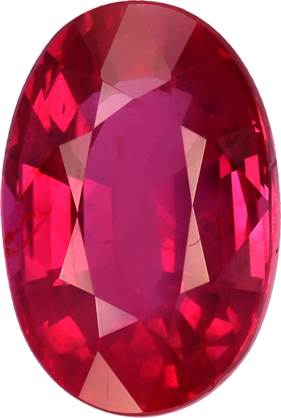 Oval cut mozambique ruby, 7.85 by 5.29 mm, shown at actual size