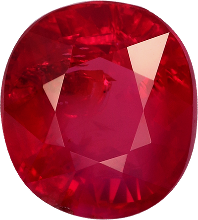 Cushion cut mozambique ruby, 6.56 by 5.87 mm, shown at actual size