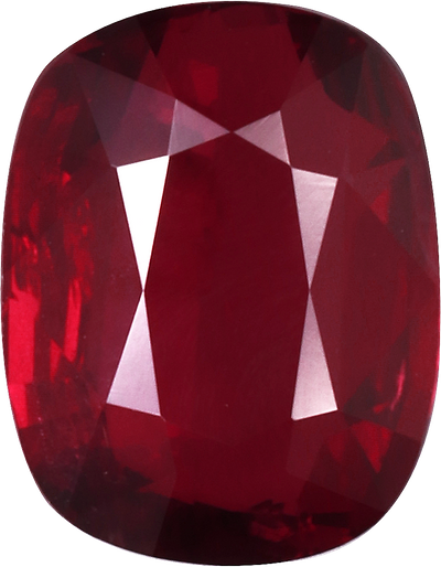 Cushion cut mozambique ruby, 9.27 by 7.22 mm, shown at actual size