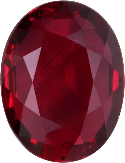 Oval cut mozambique ruby, 9.55 by 7.36 mm, shown at actual size