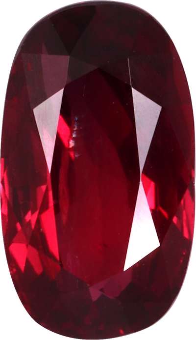 Oval cut mozambique ruby, 10.95 by 6.3 mm, shown at actual size