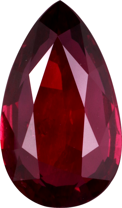 Pear cut mozambique ruby, 12.25 by 7.46 mm, shown at actual size
