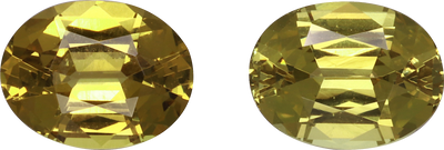 Oval cut grossular garnet, 8.05 by 6.09 mm, shown at actual size