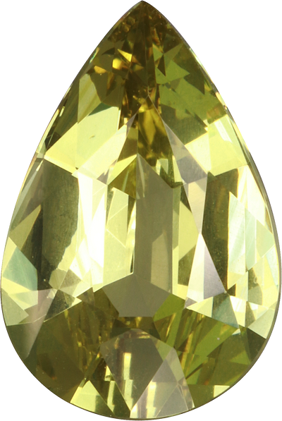 Pear cut grossular garnet, 12.83 by 8.59 mm, shown at actual size