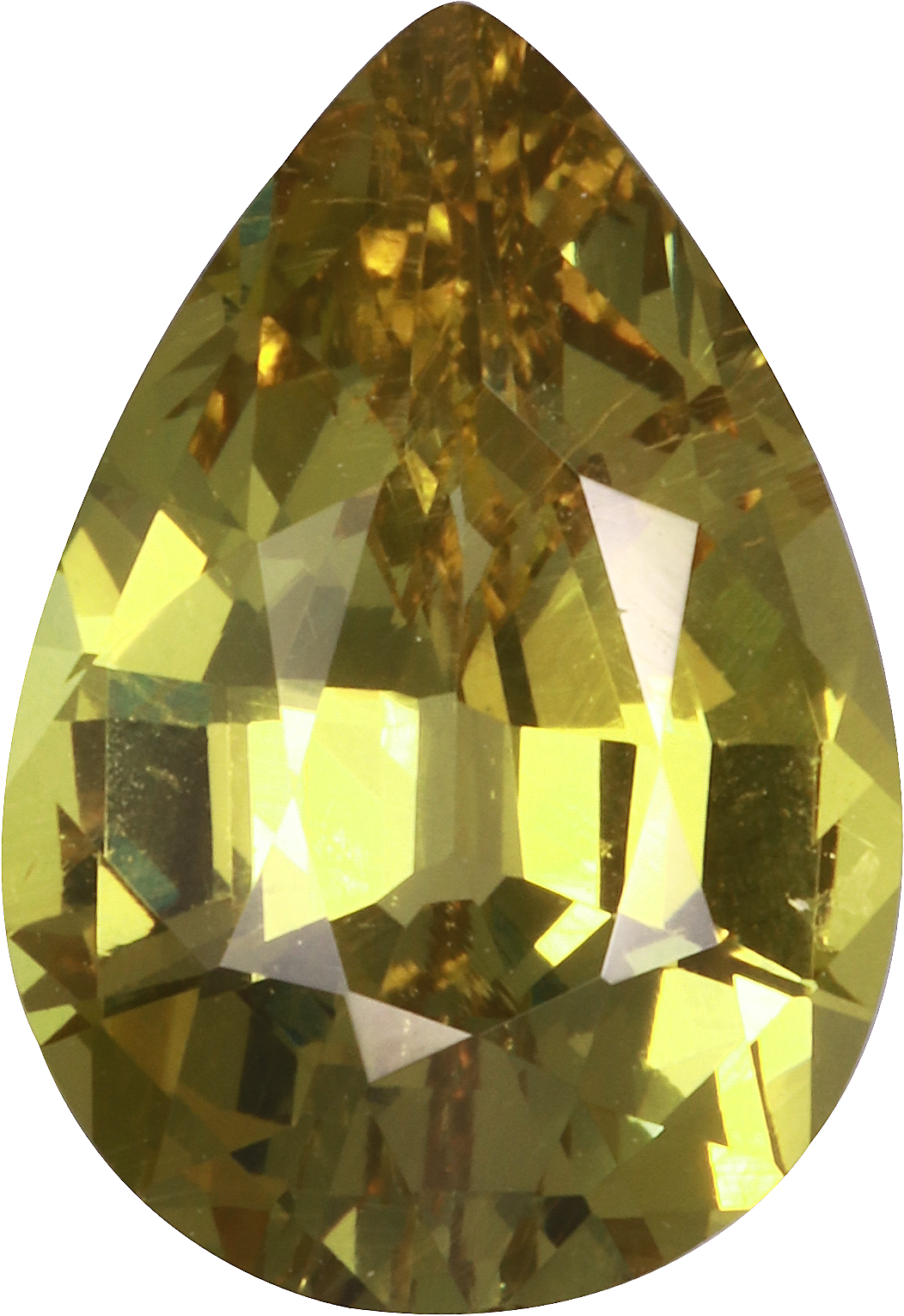 Pear cut grossular garnet, 11.83 by 8.15 mm, shown at actual size