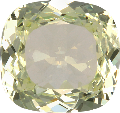 Cushion cut grossular garnet, 11.01 by 10.29 mm, shown at actual size