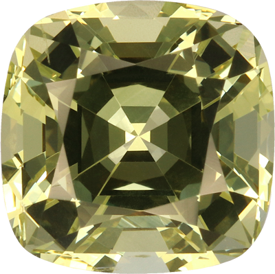 Cushion cut grossular garnet, 7.96 by 7.94 mm, shown at actual size
