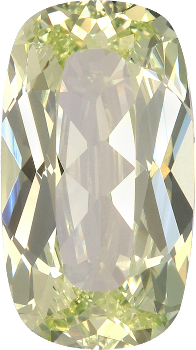 Cushion cut grossular garnet, 12.22 by 6.82 mm, shown at actual size