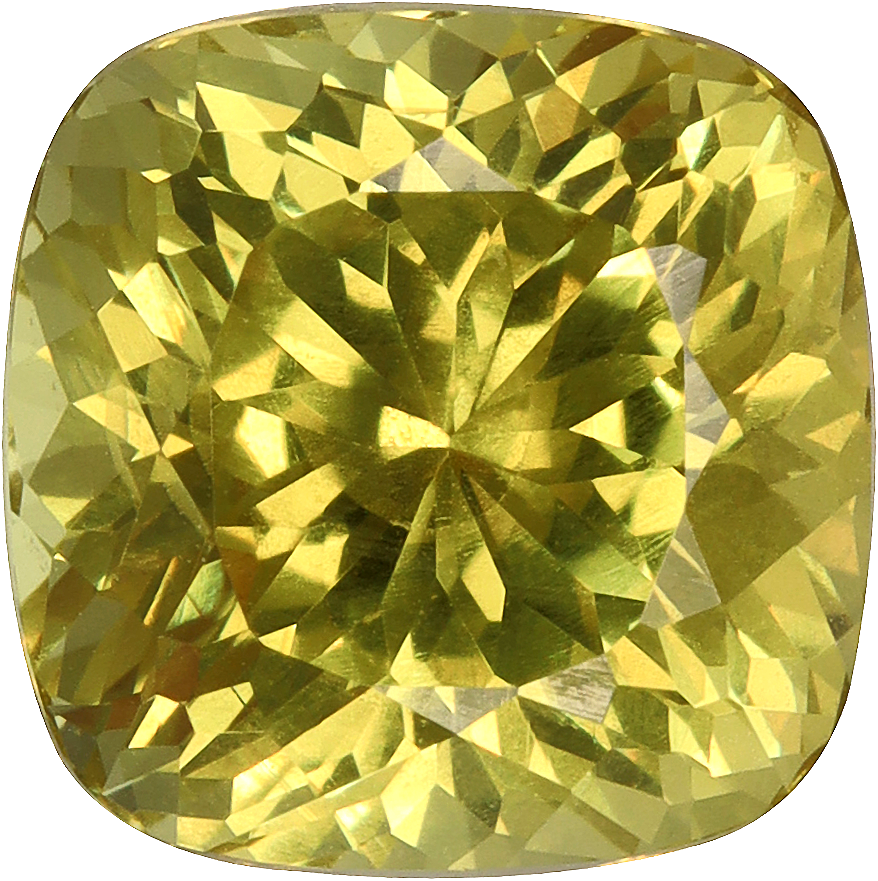 Cushion cut grossular garnet, 8.05 by 8.02 mm, shown at actual size