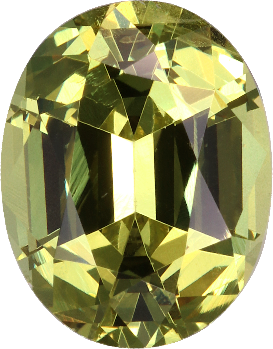 Oval cut grossular garnet, 9.01 by 7.09 mm, shown at actual size