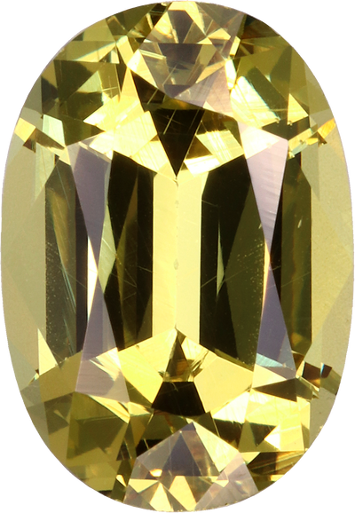 Oval cut grossular garnet, 9.57 by 6.61 mm, shown at actual size