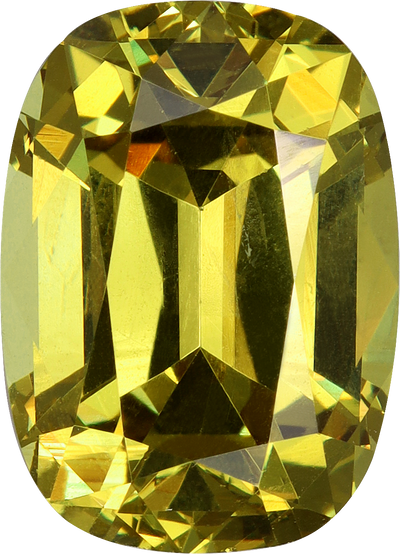 Cushion cut grossular garnet, 11.06 by 7.99 mm, shown at actual size