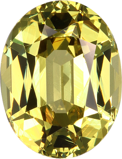 Oval cut grossular garnet, 10.05 by 7.8 mm, shown at actual size