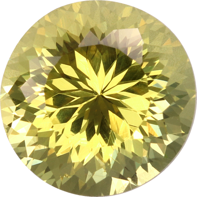 Round cut grossular garnet, 7.51 by 7.44 mm, shown at actual size
