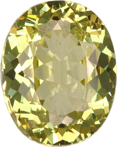 Oval cut grossular garnet, 9.94 by 7.87 mm, shown at actual size