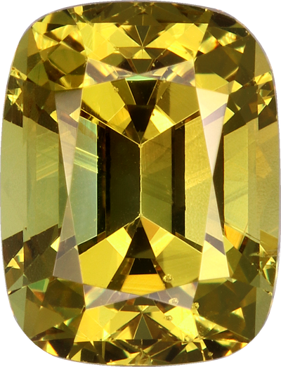 Cushion cut grossular garnet, 8.01 by 6.16 mm, shown at actual size