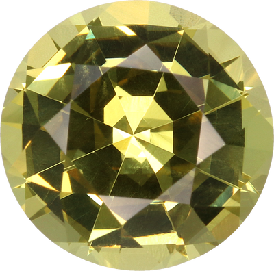Round cut grossular garnet, 7.77 by 7.72 mm, shown at actual size