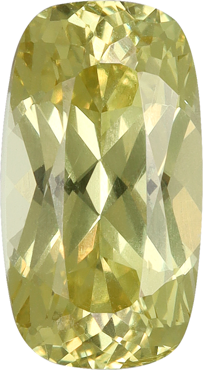 Cushion cut grossular garnet, 9.08 by 5.01 mm, shown at actual size