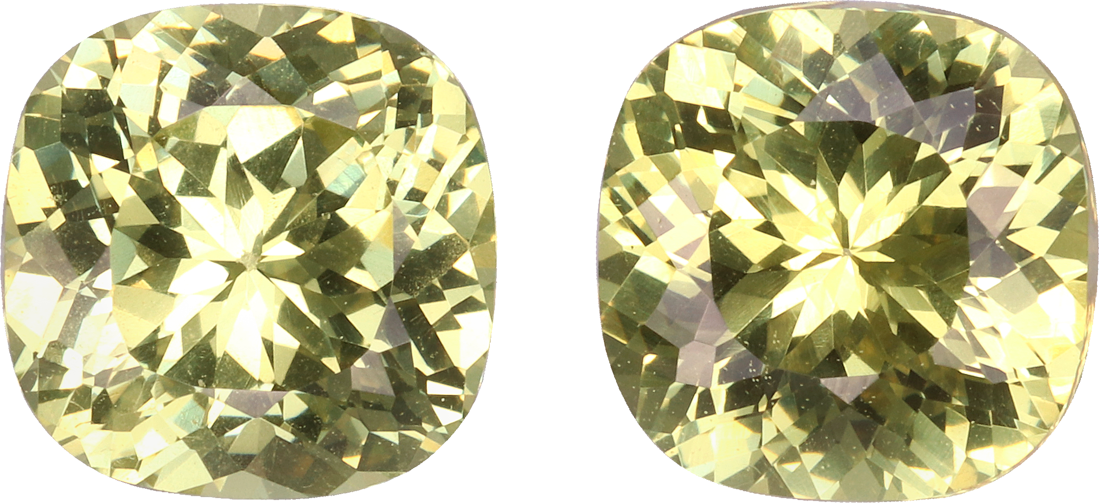 Cushion cut grossular garnet, 6.63 by 6.63 mm, shown at actual size