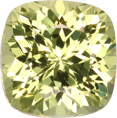 Cushion cut grossular garnet, 6.47 by 6.44 mm, shown at actual size