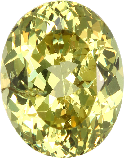 Oval cut grossular garnet, 8.98 by 7.08 mm, shown at actual size