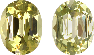 Oval cut grossular garnet, 8.04 by 6.23 mm, shown at actual size