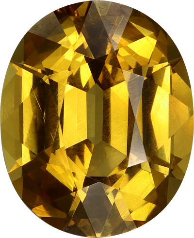 Oval cut grossular garnet, 14.73 by 11.97 mm, shown at actual size