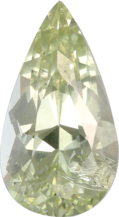 Pear cut grossular garnet, 12.13 by 6.64 mm, shown at actual size