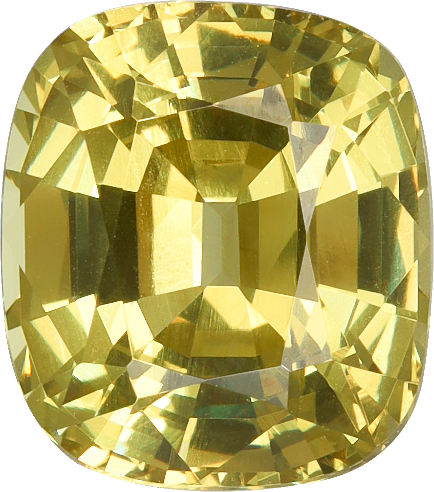 Cushion cut grossular garnet, 8.69 by 7.67 mm, shown at actual size