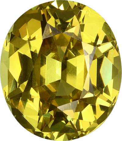 Oval cut grossular garnet, 12.07 by 10.43 mm, shown at actual size