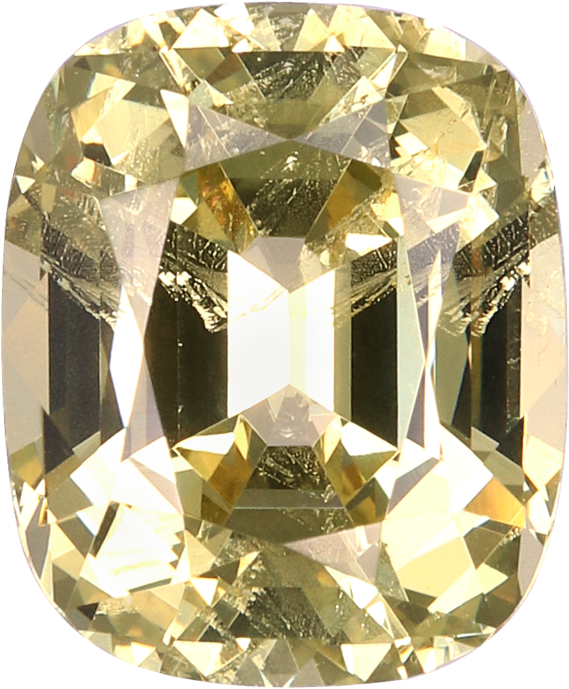 Cushion cut grossular garnet, 9.72 by 8.05 mm, shown at actual size