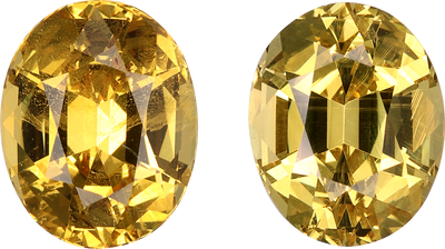 Oval cut grossular garnet, 8.93 by 7.1 mm, shown at actual size