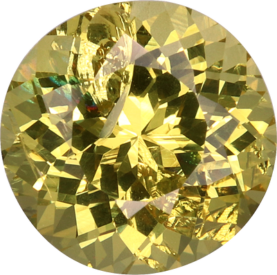 Round cut grossular garnet, 8.06 by 7.93 mm, shown at actual size