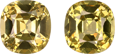 Cushion cut grossular garnet, 7.44 by 6.96 mm, shown at actual size