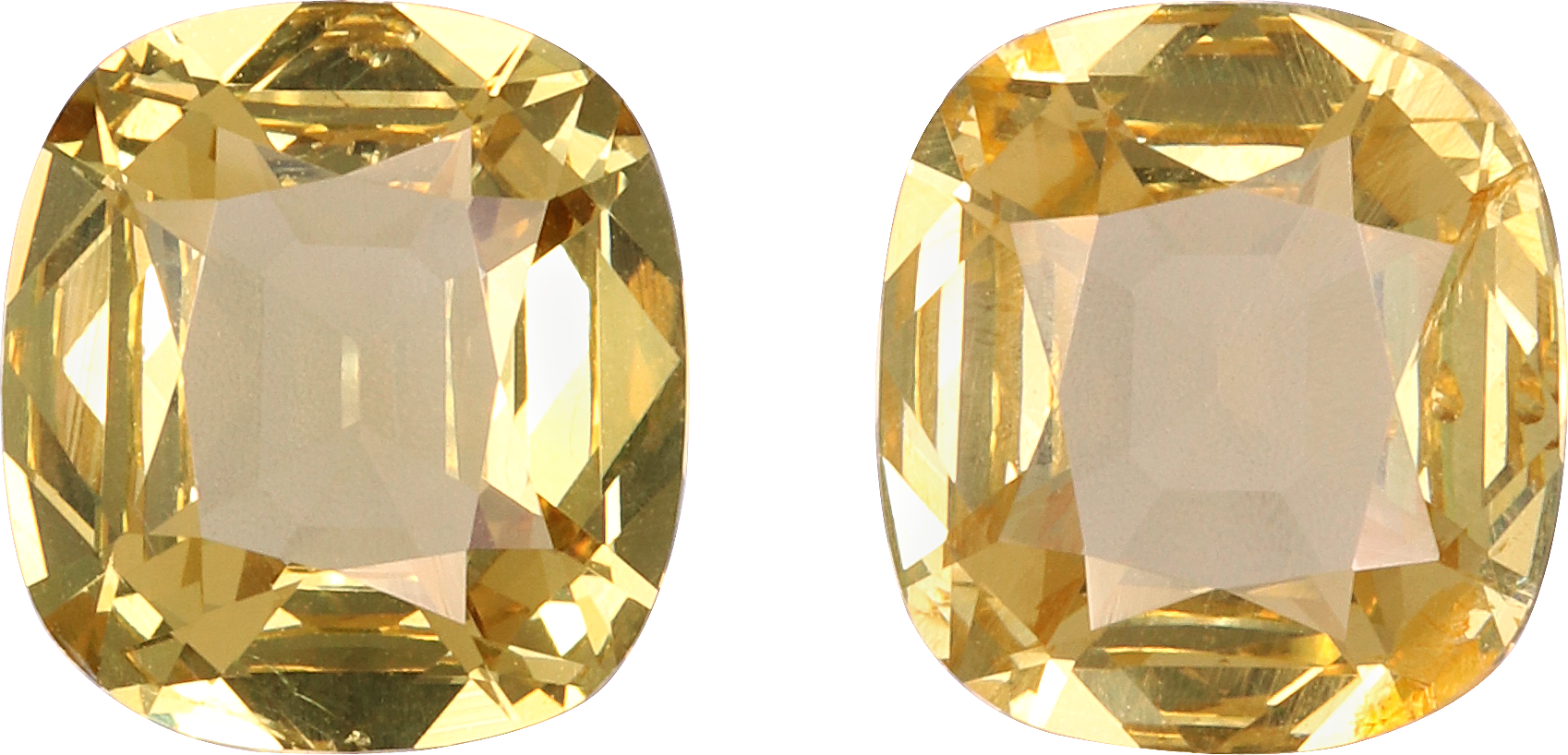 Cushion cut grossular garnet, 7.46 by 6.82 mm, shown at actual size