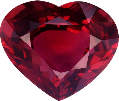 Heart cut mozambique ruby, 9.01 by 10.69 mm, shown at actual size