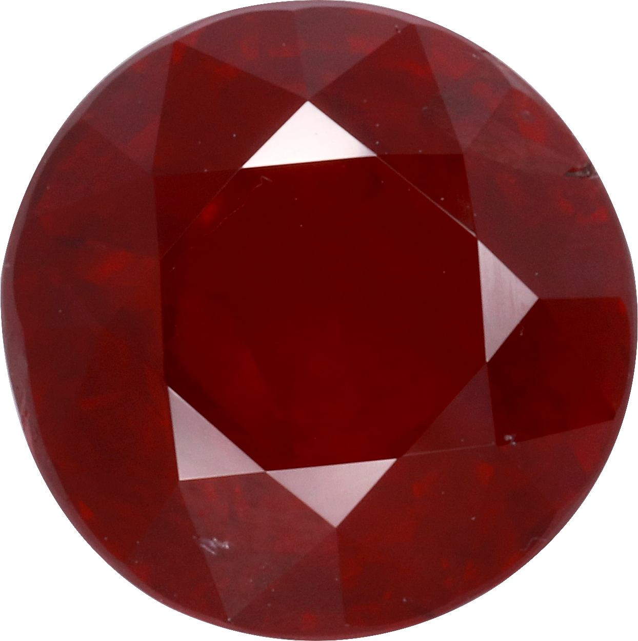 Round cut mozambique ruby, 8.58 by 8.67 mm, shown at actual size