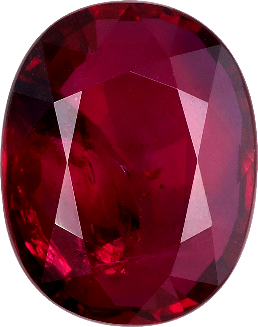 Oval cut mozambique ruby, 10.88 by 8.7 mm, shown at actual size