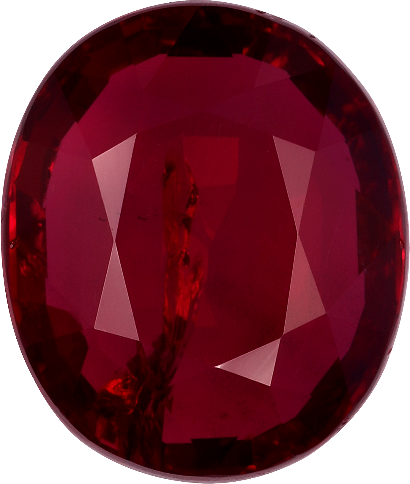 Oval cut mozambique ruby, 10.58 by 8.85 mm, shown at actual size