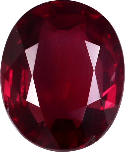 Oval cut mozambique ruby, 9.4 by 7.73 mm, shown at actual size